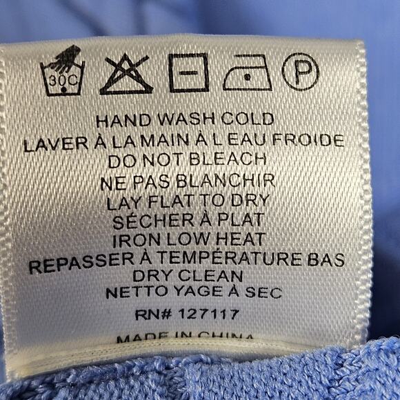 Belle Badgley Mischka Periwinkle Textured Fit & Flare Short Sleeve Dress Large - Picture 5 of 6